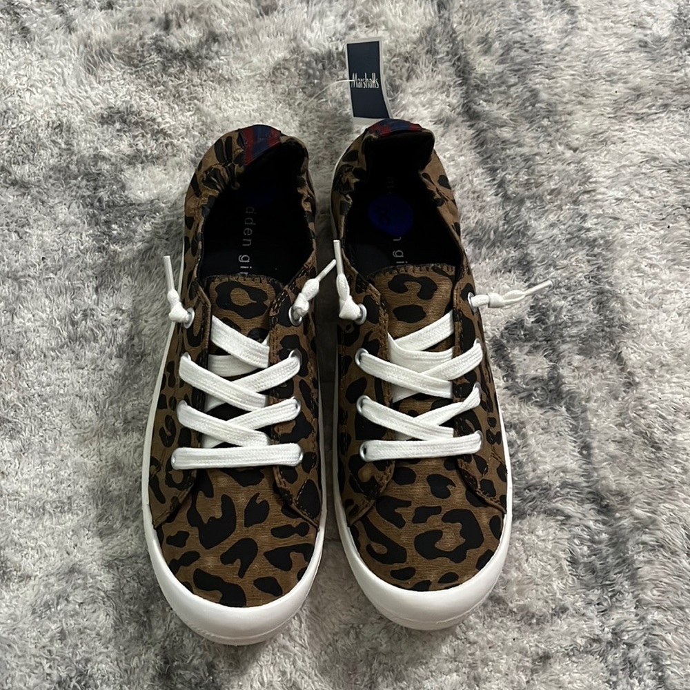 Madden Girl Leopard Print Canvas Sneakers with White Soles